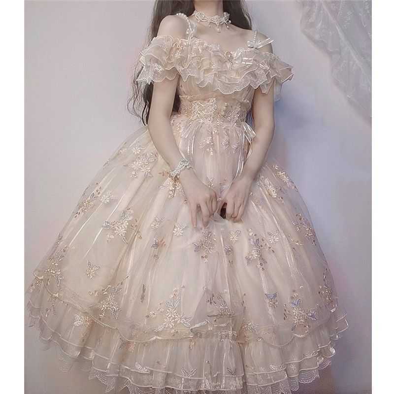 Female Flower God Flola Skirt Machine Embroidery Lolita Dresses