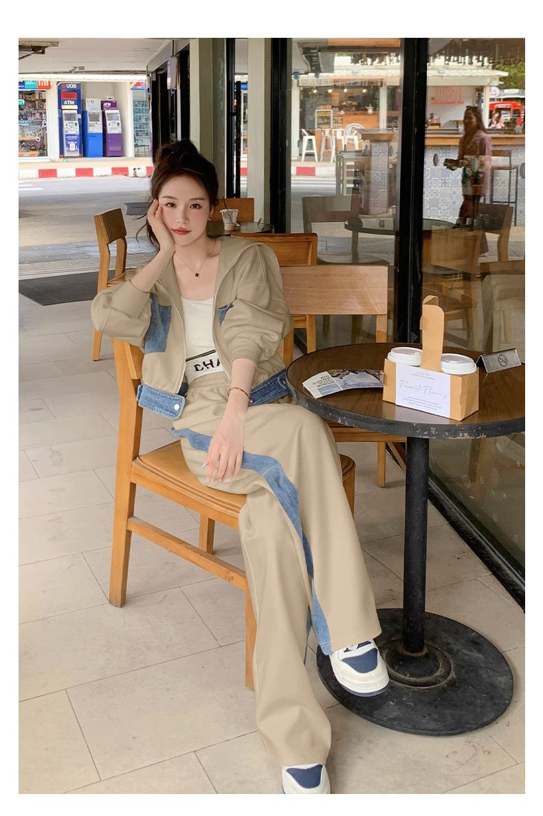 Women's Fashion Color Contrast Leisure Sports Suit