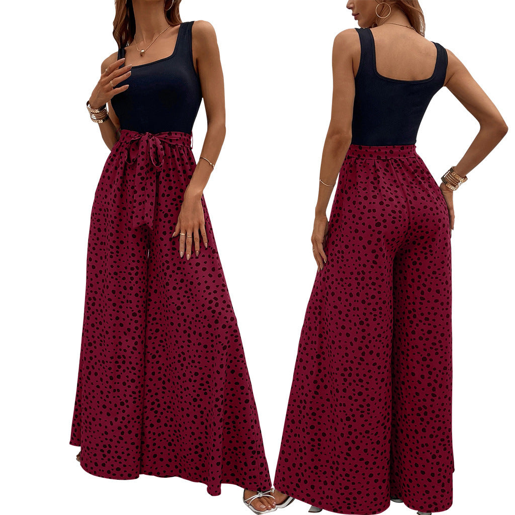 Women's Color Polka-dot Cinched Slimming Trousers