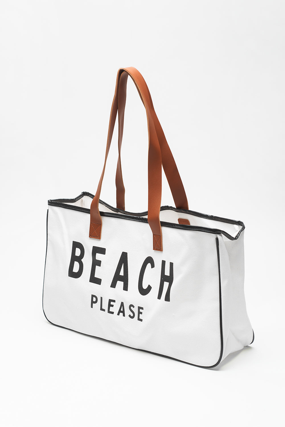 Bolsa tote de lona grande blanca con estampado PLAYA POR FAVOR