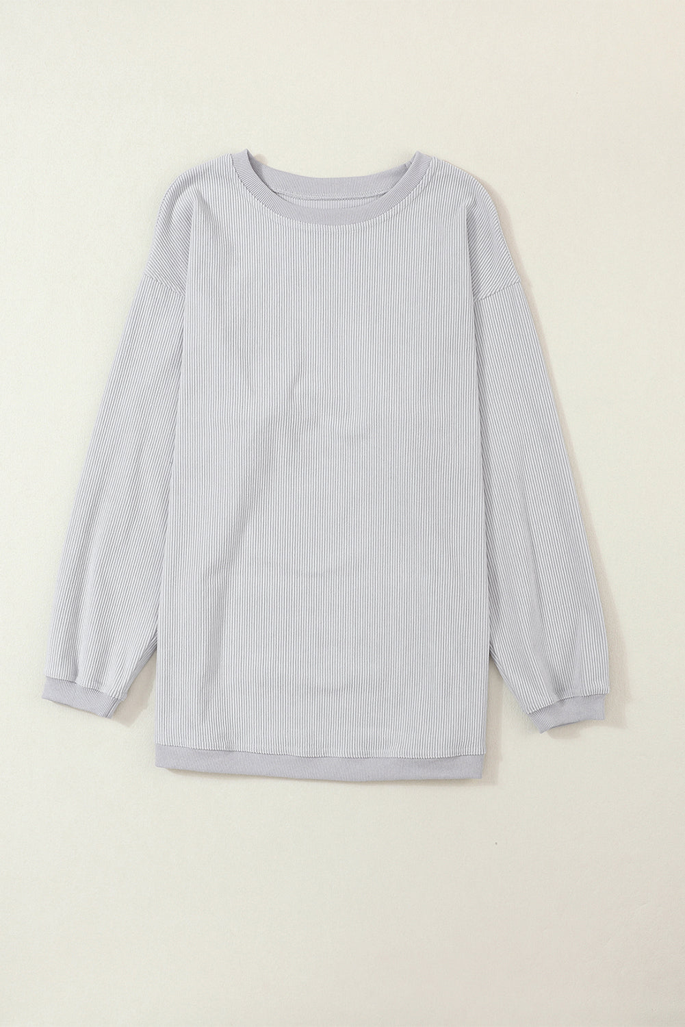 Light Grey Ribbed Corded Oversized Sweatshirt