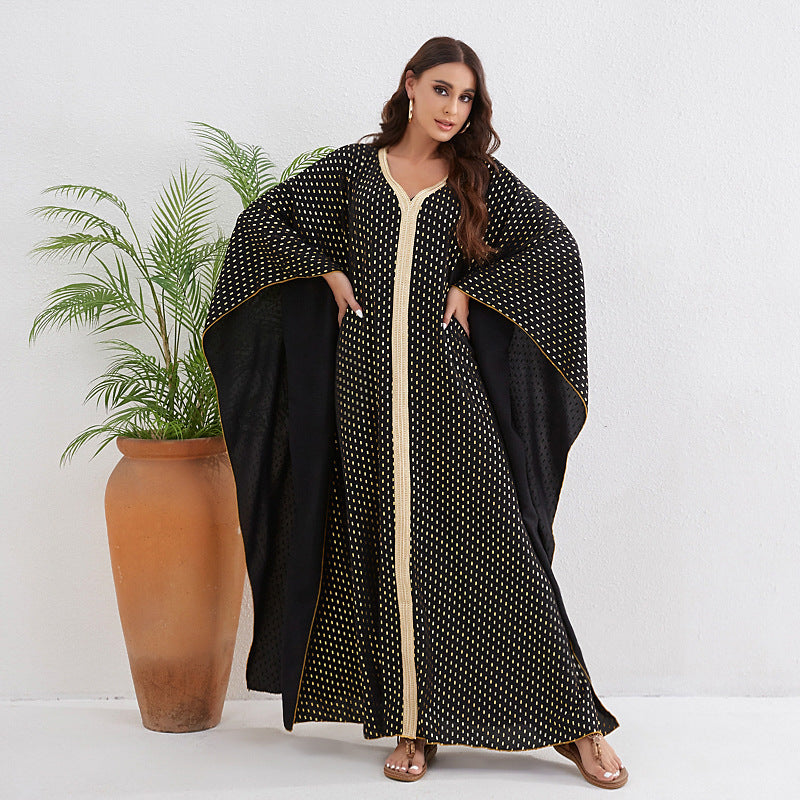 Women's Bronzing Ribbon Fashion Robe Dress