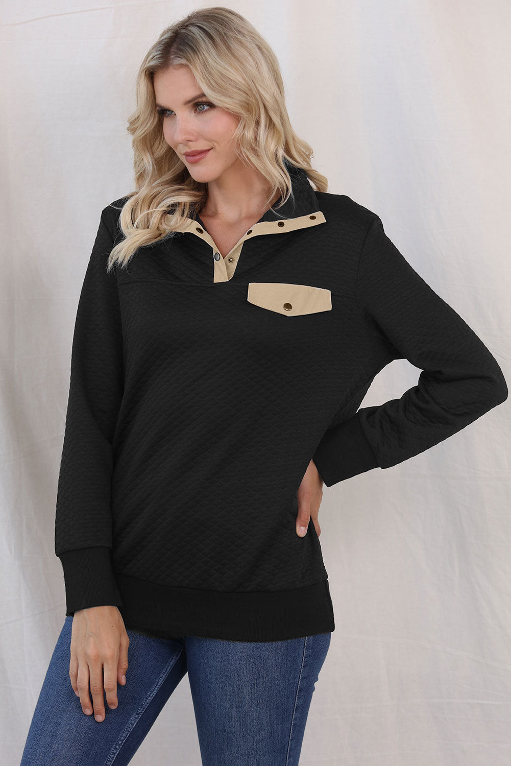 Collared Neck Long Sleeve Top