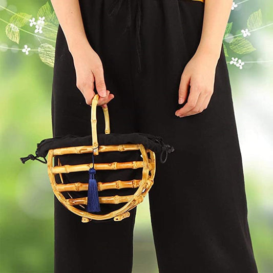 Bamboo Tassel Woven Bag Handmade