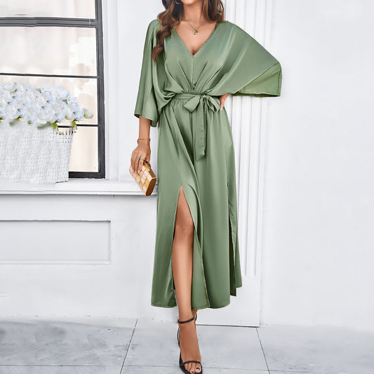 Robe ample élégante à col en v pour femmes