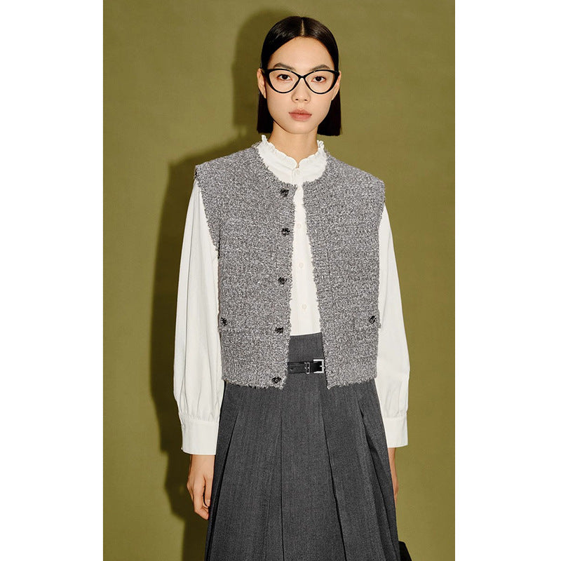 Women's Design Gray Melange Knitted Vest