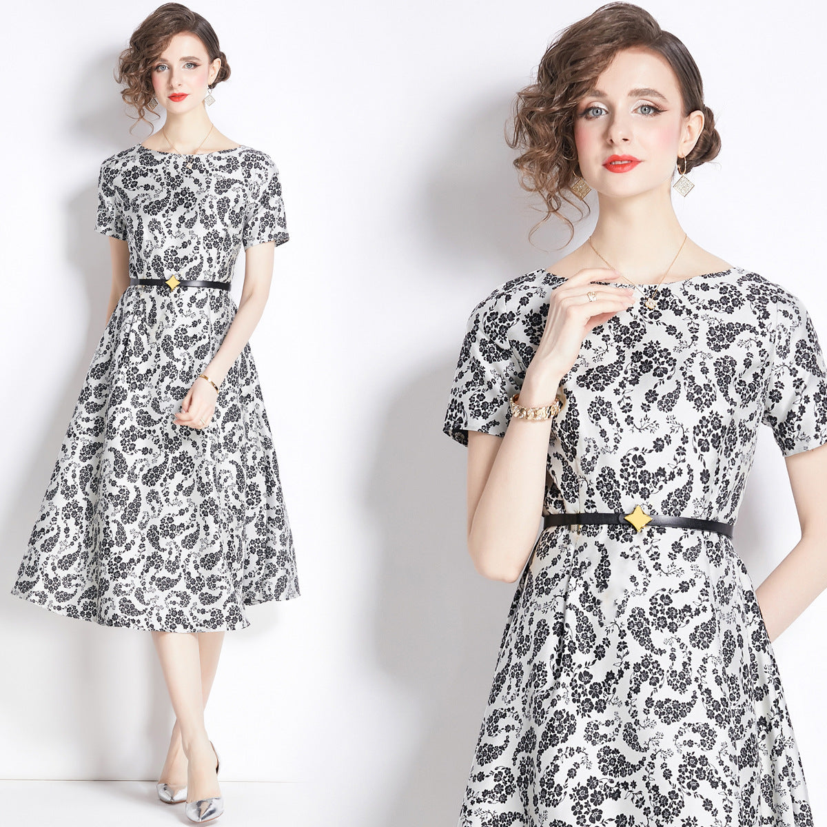 Women's French Retro Jacquard Dress