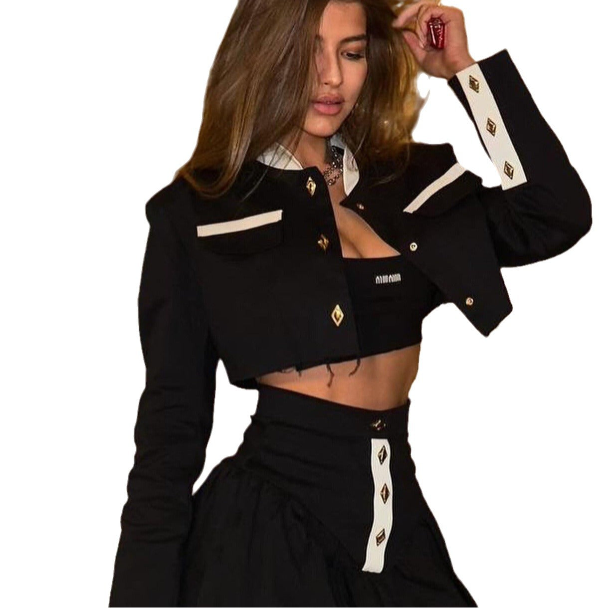 Waist Trimming Versatile Short Skirt Two-piece Suit Women