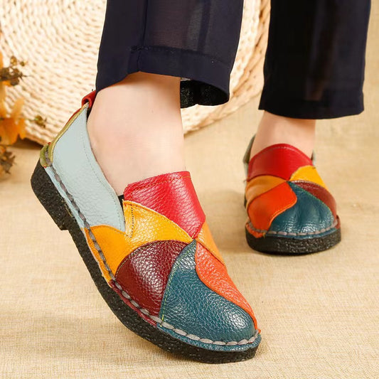 Chaussures pour femmes à fond plat et couleur décontractée de style ethnique