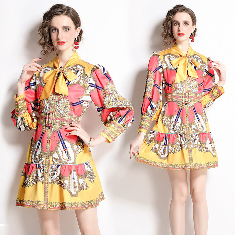 European And American Western Style Youthful-looking Fashion Printing Dress