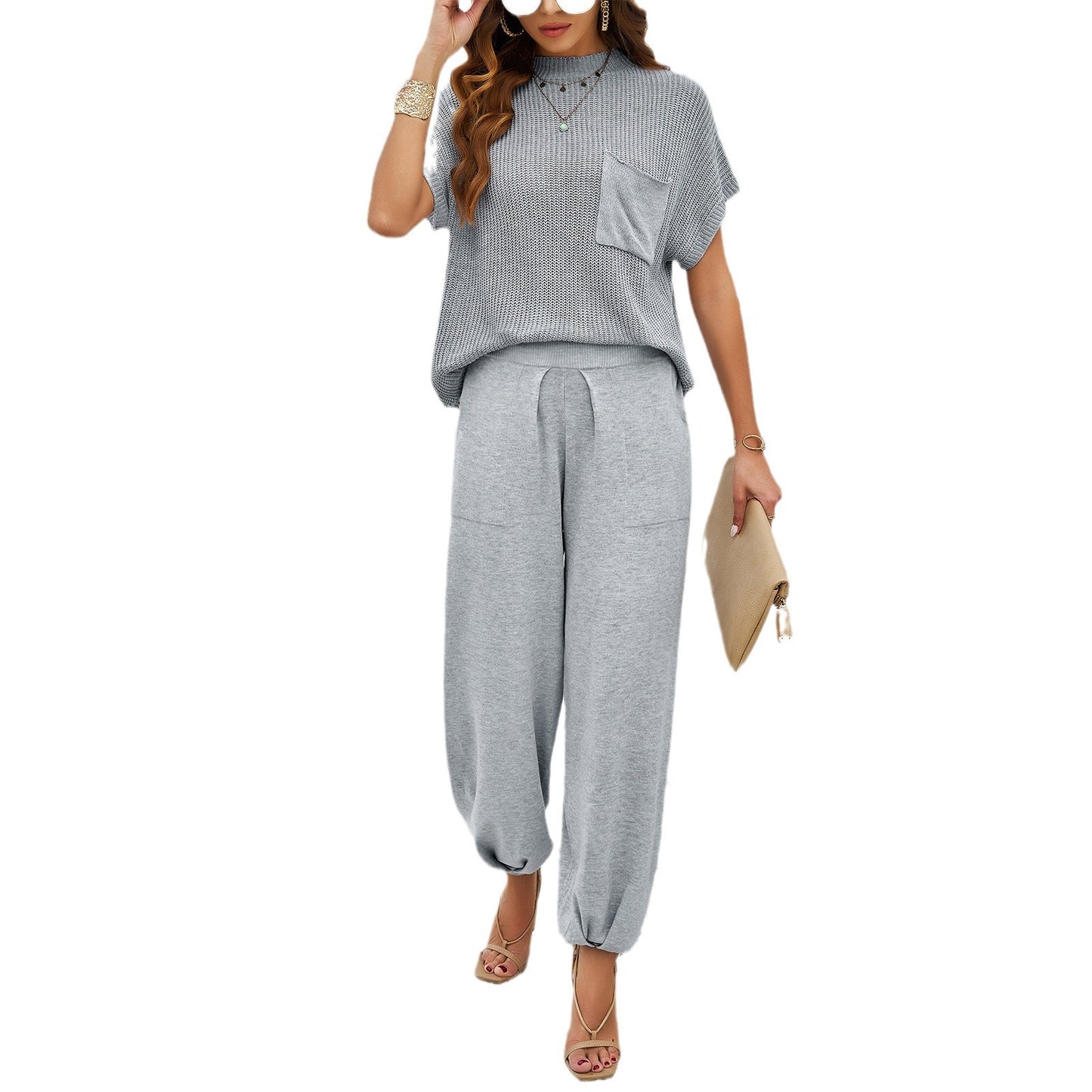 Casual Solid Color Woolen Trousers Suit