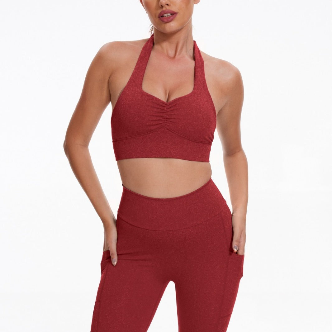 Costume de pantalon de fitness élastique pour course à pied