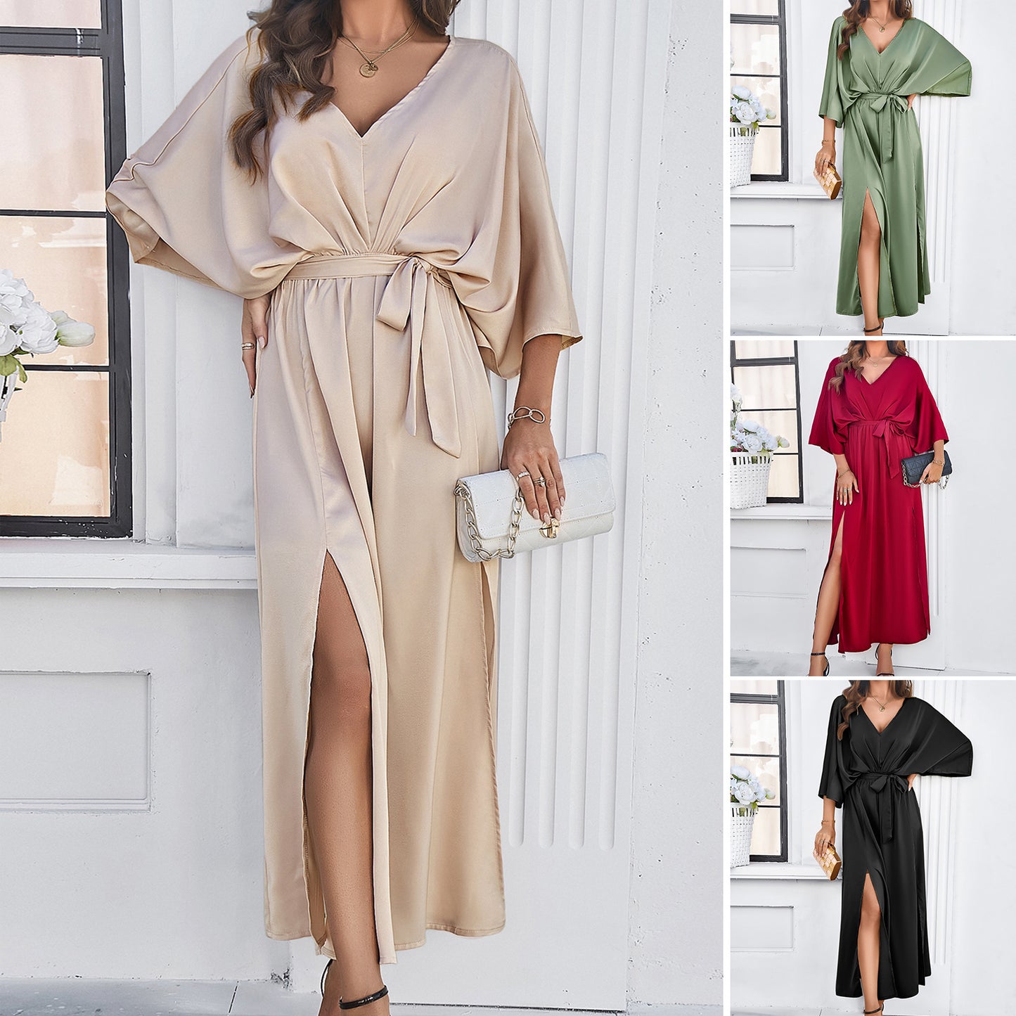 Robe ample élégante à col en v pour femmes