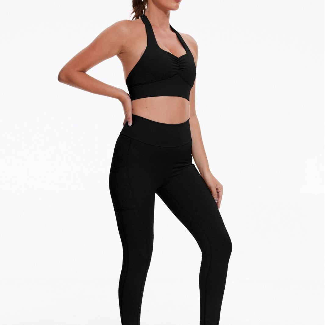 Costume de pantalon de fitness élastique pour course à pied