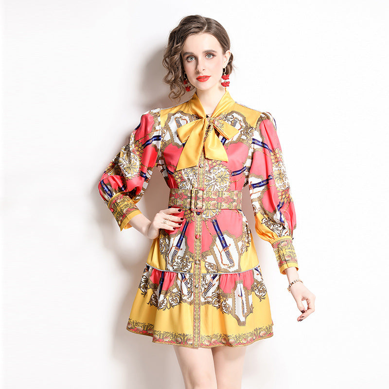 European And American Western Style Youthful-looking Fashion Printing Dress