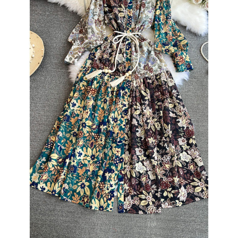 Robe formelle imprimée trapèze pour femme