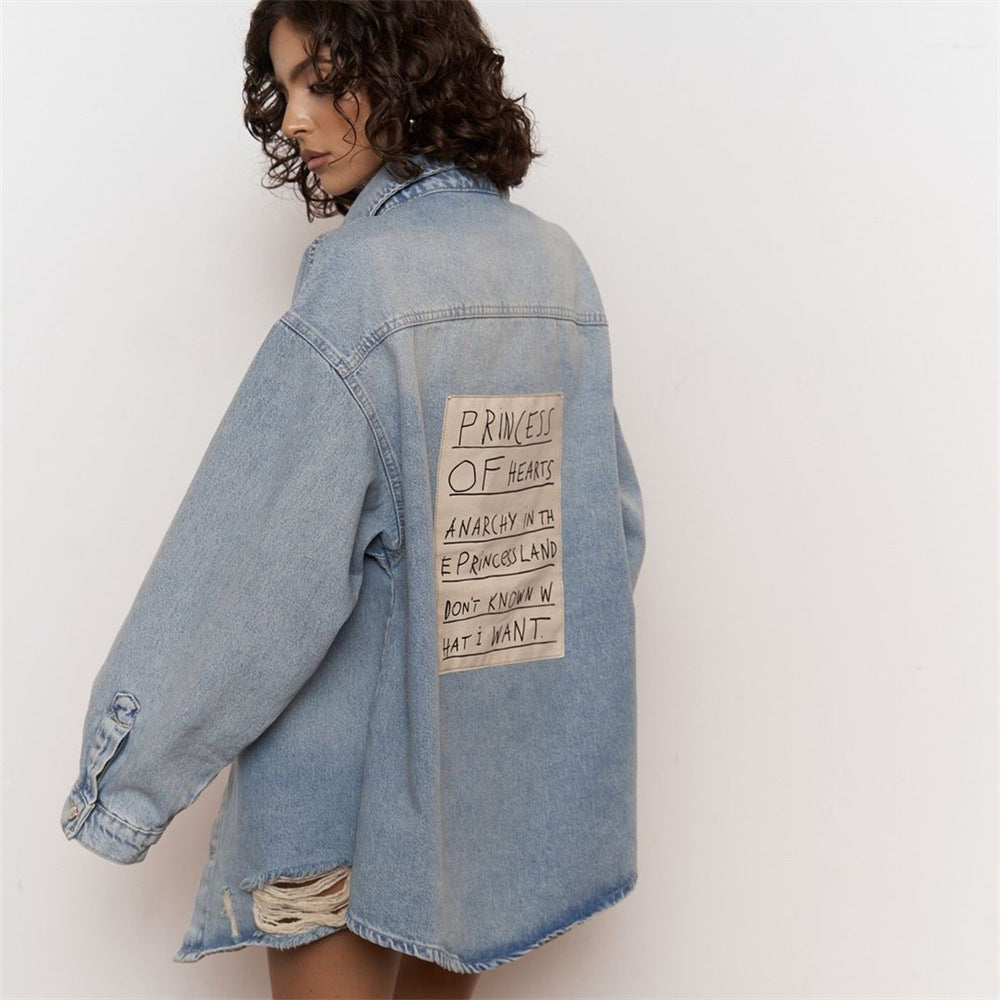 Chemise en jean femme lettres de mode de rue