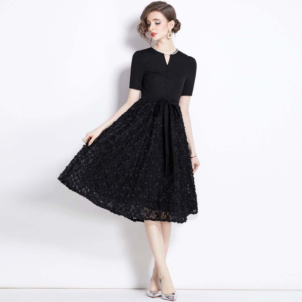 Women's Handmade Rhinestone Large Swing Dress