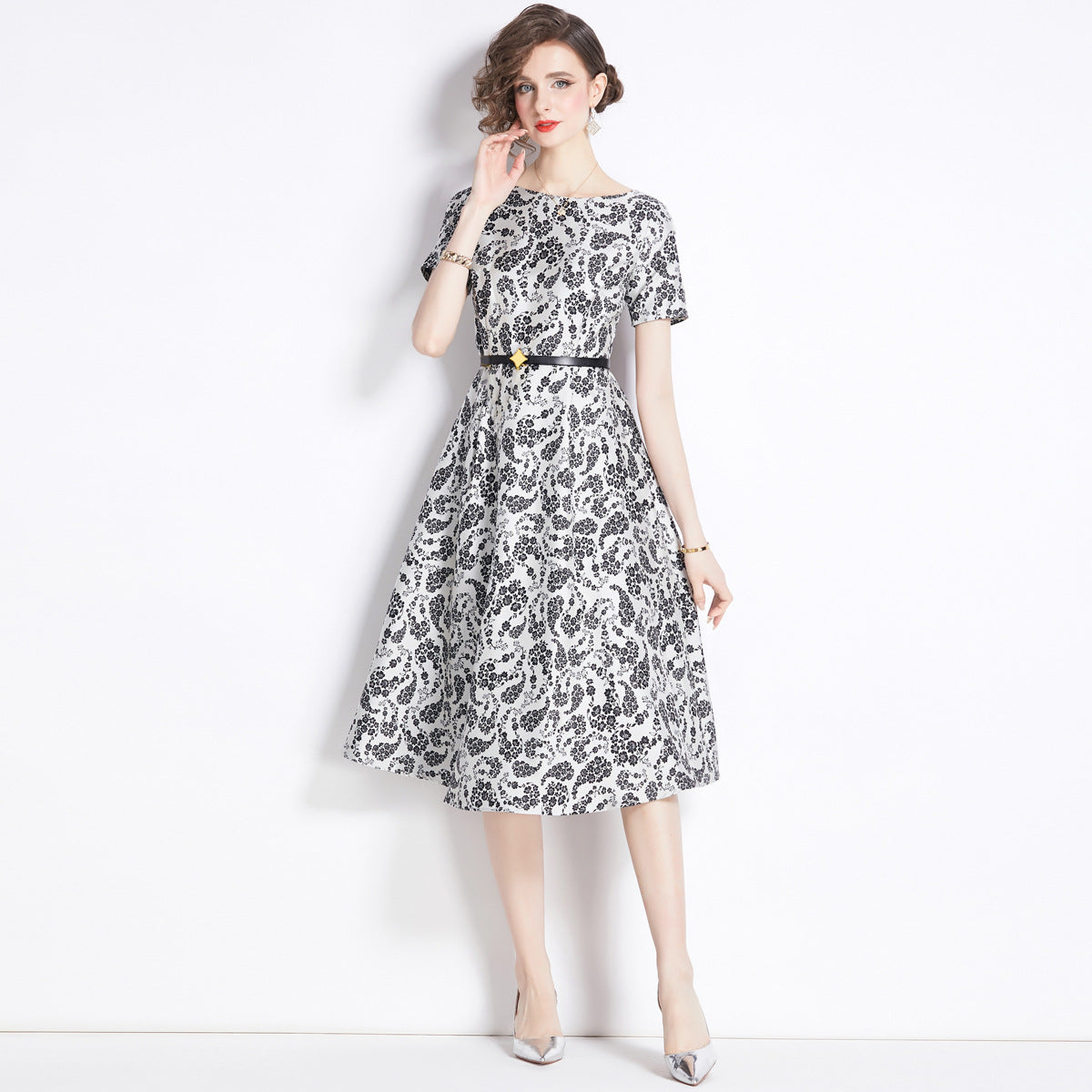 Women's French Retro Jacquard Dress