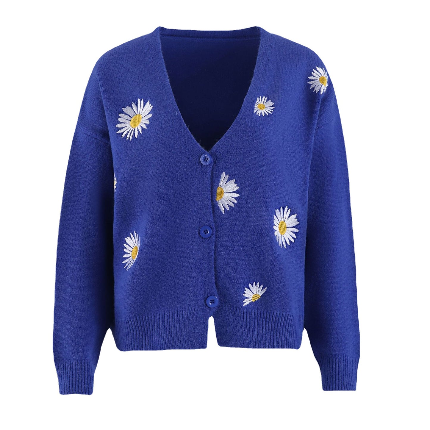 Women's Knitted Sweater Single-breasted King Whyte Embroidered Coat Sweater