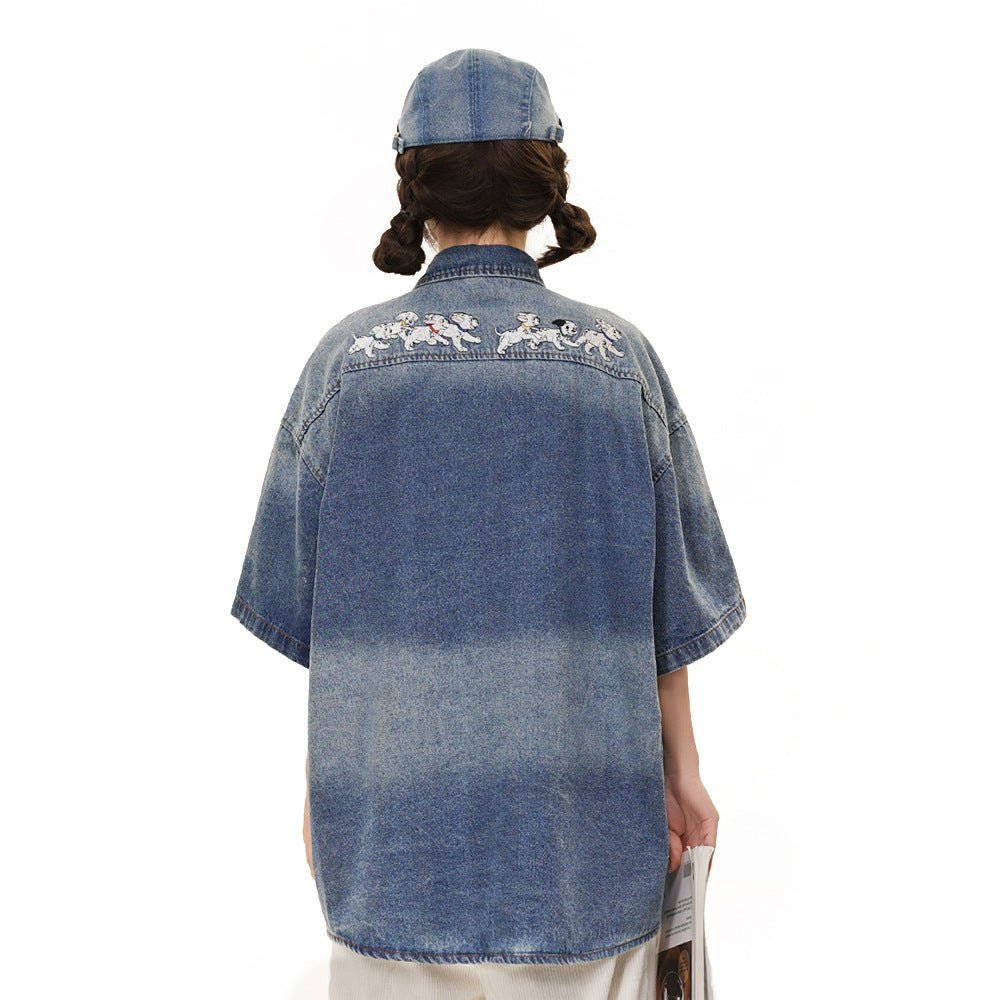 Tie-dye Gradient Denim Shirt Summer