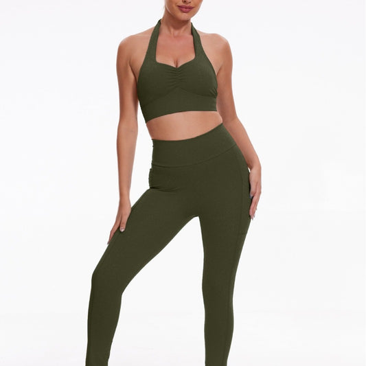 Costume de pantalon de fitness élastique pour course à pied