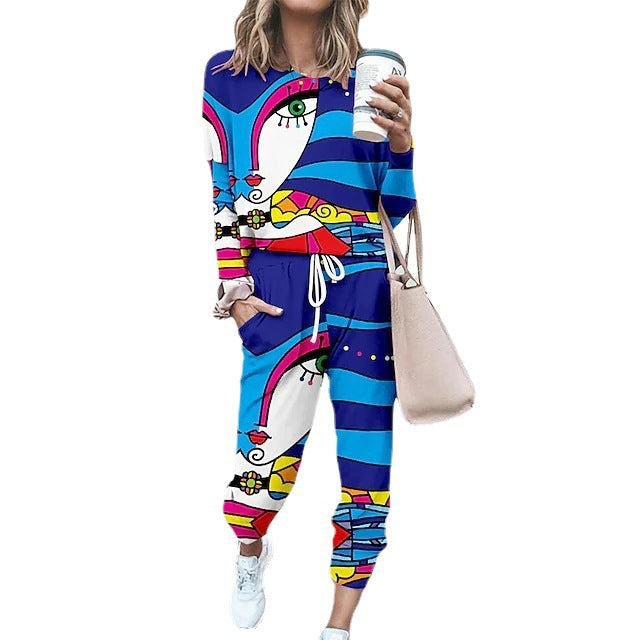 Women's Abstract Style Long Sweater Suit