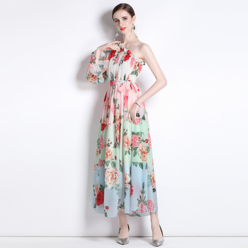 Chiffon Shoulder Beach Dress For Vacation