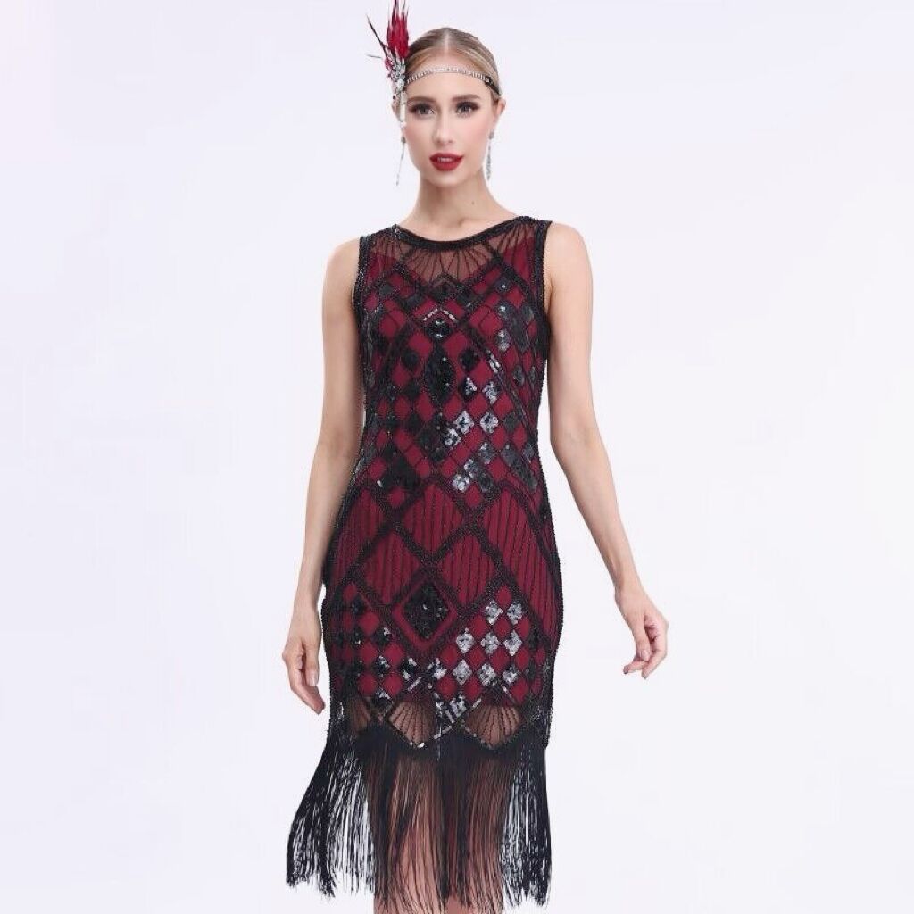 Tassel Vest Retro Banquet Party Sequins Dress