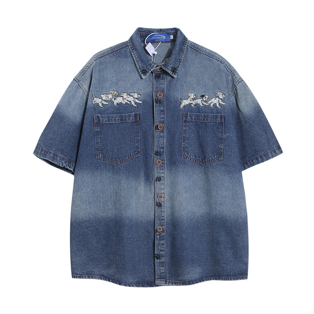 Tie-dye Gradient Denim Shirt Summer