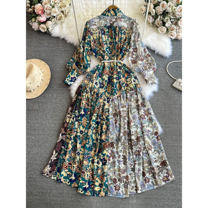 Robe formelle imprimée trapèze pour femme