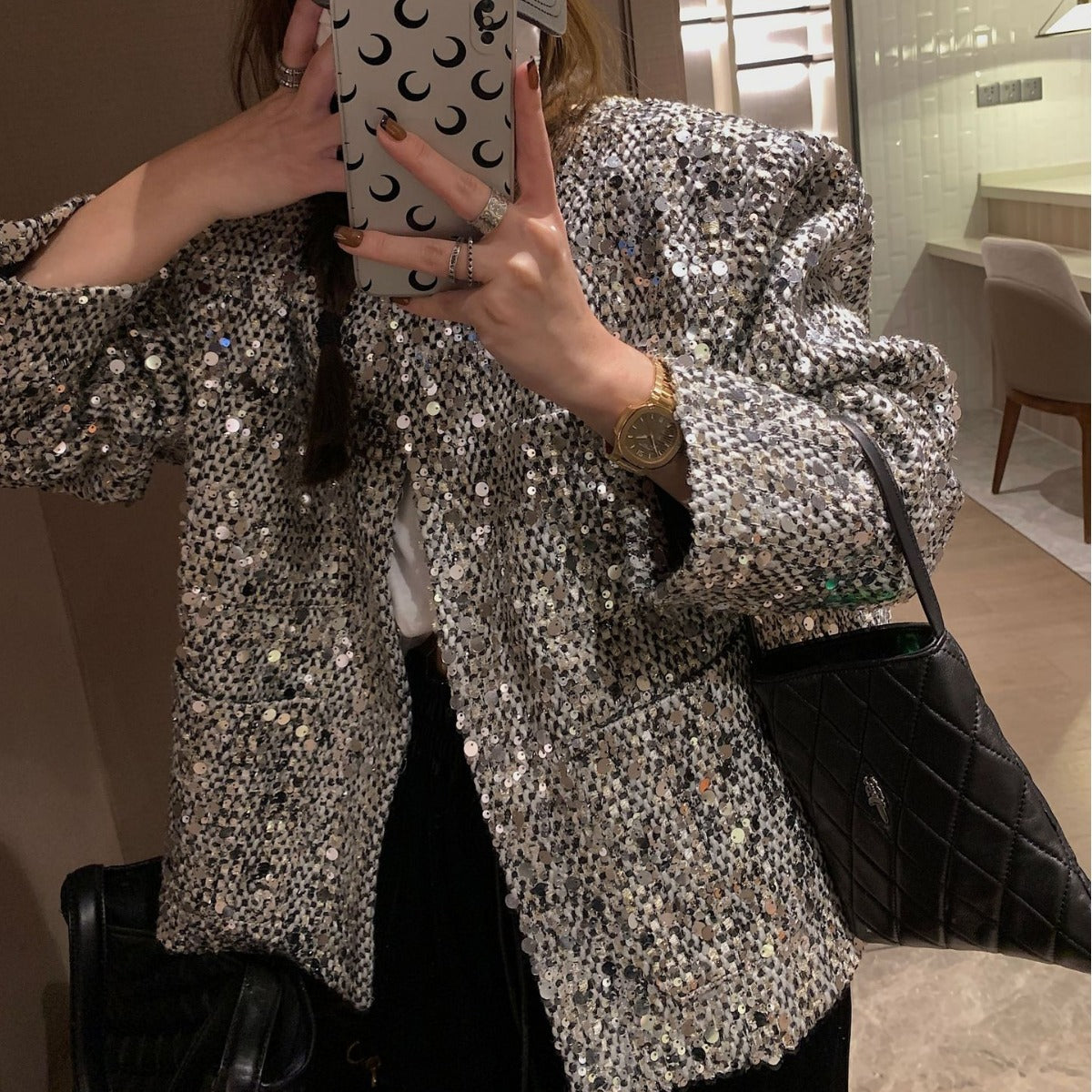 Fashion Sequined Luminous Blazer For Women