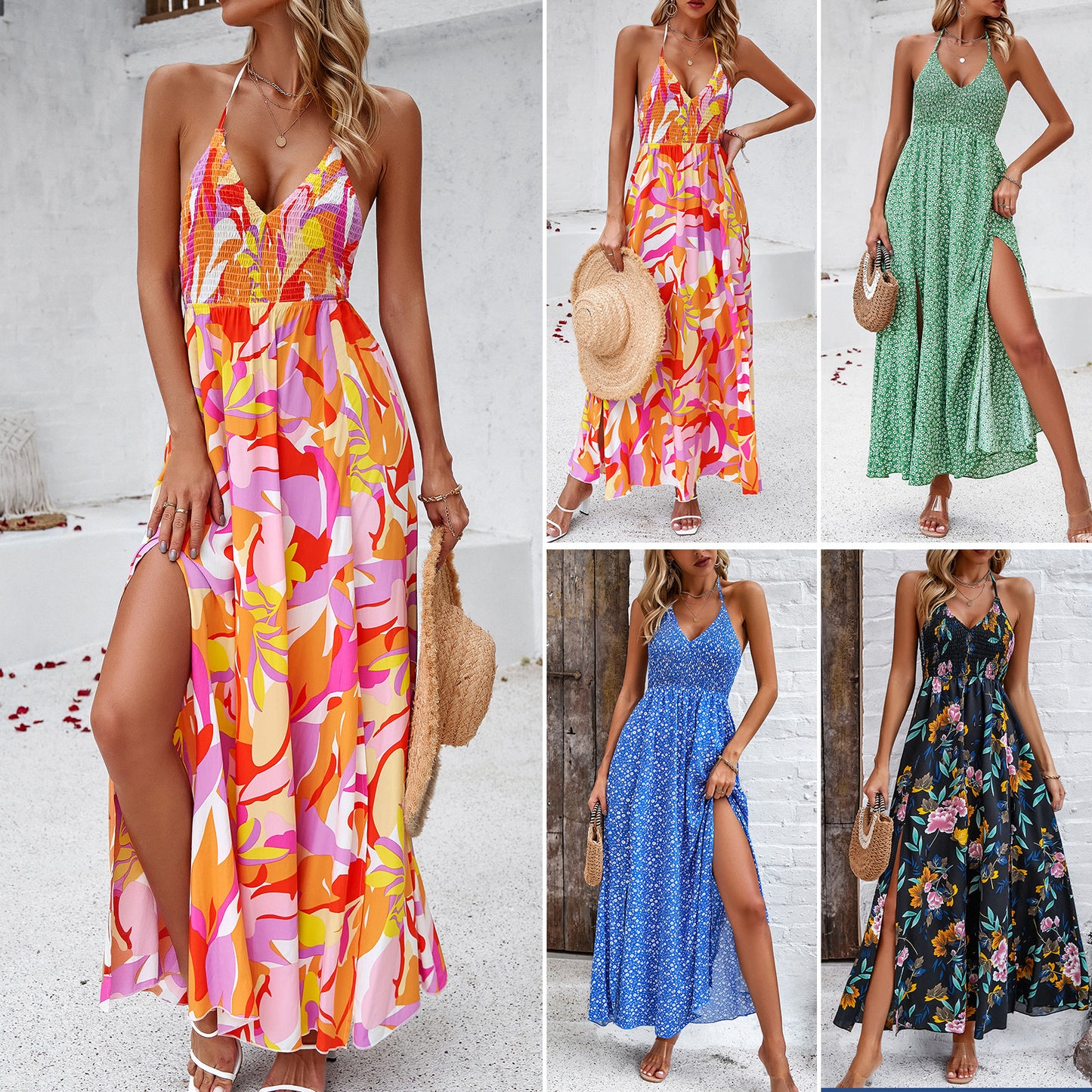 Women's Holiday Printing Slip Dress