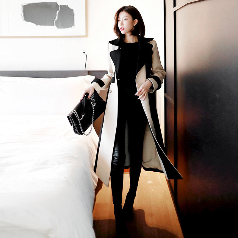 Women's Ladies Fashion Temperament Mid-length Woolen Coat