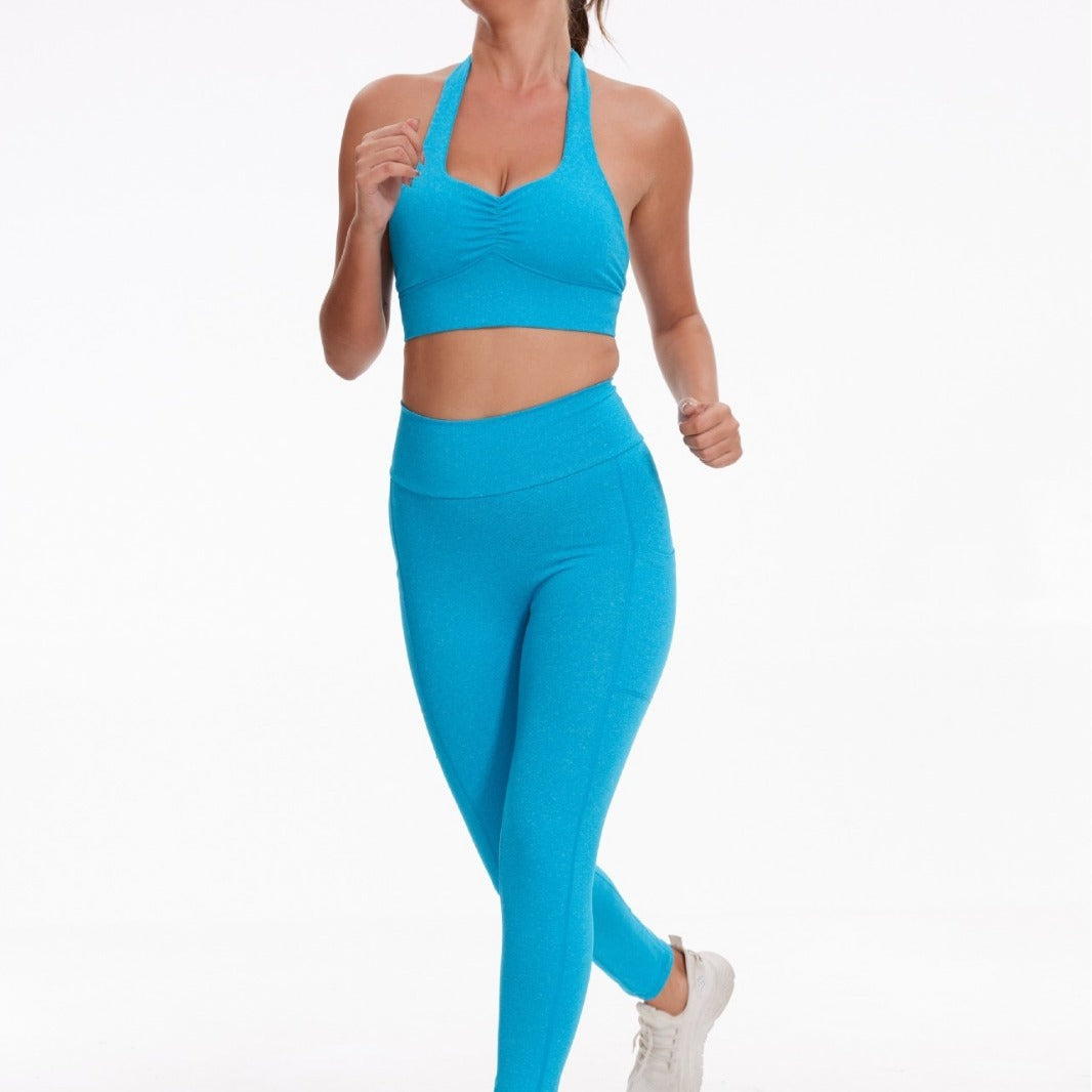 Costume de pantalon de fitness élastique pour course à pied