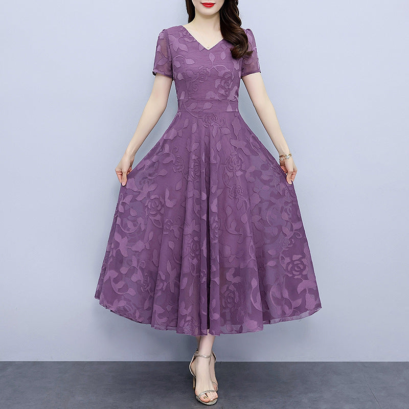 Chiffon Jacquard Dress Plus Size