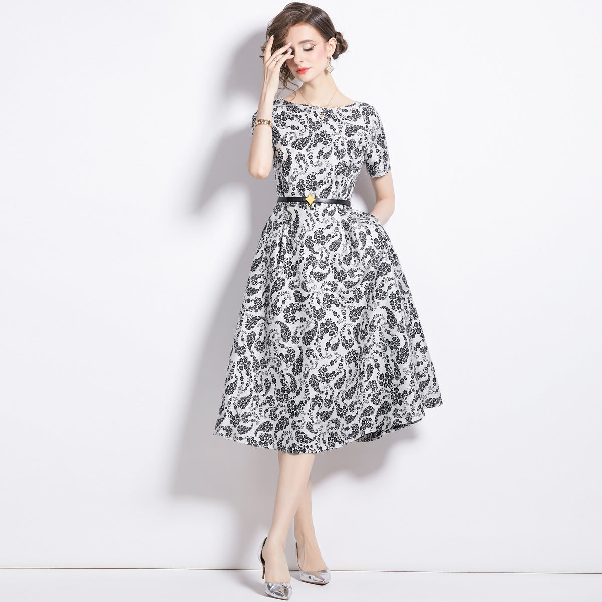 Women's French Retro Jacquard Dress