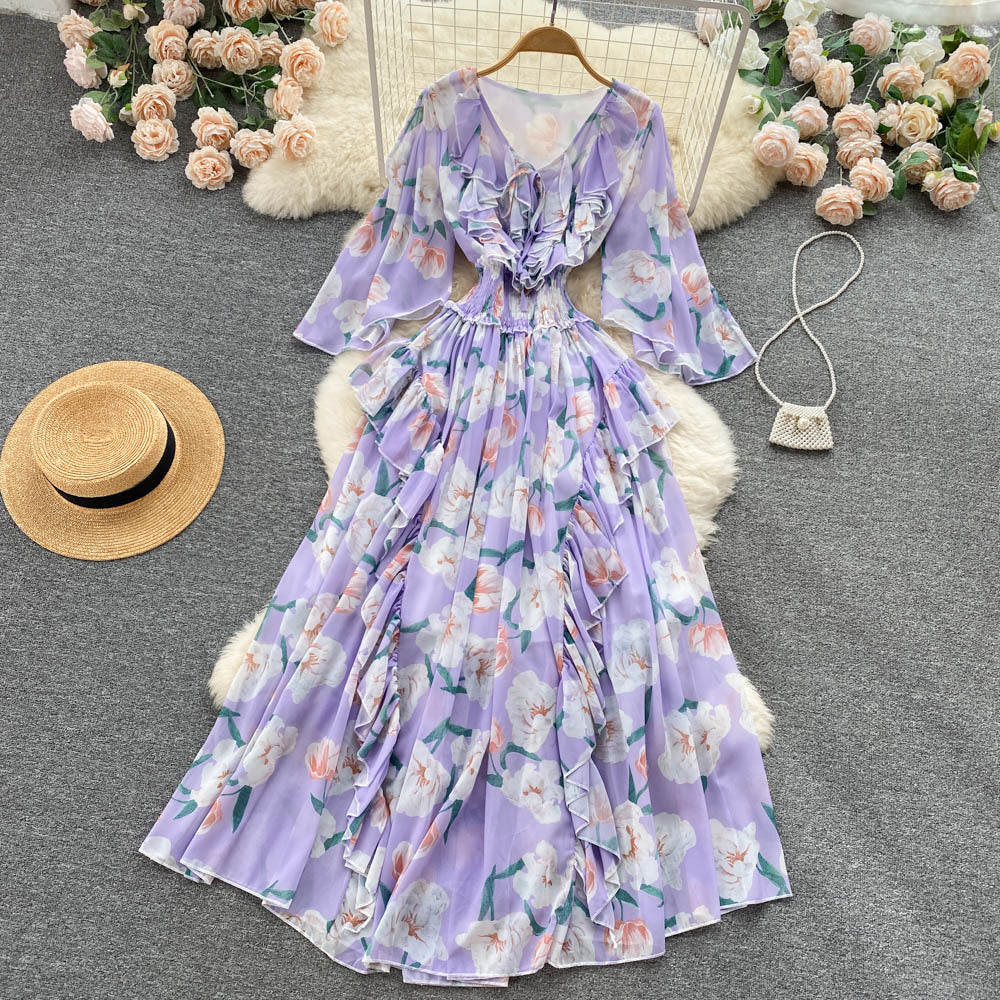 Tea Break French Retro Chiffon Dress