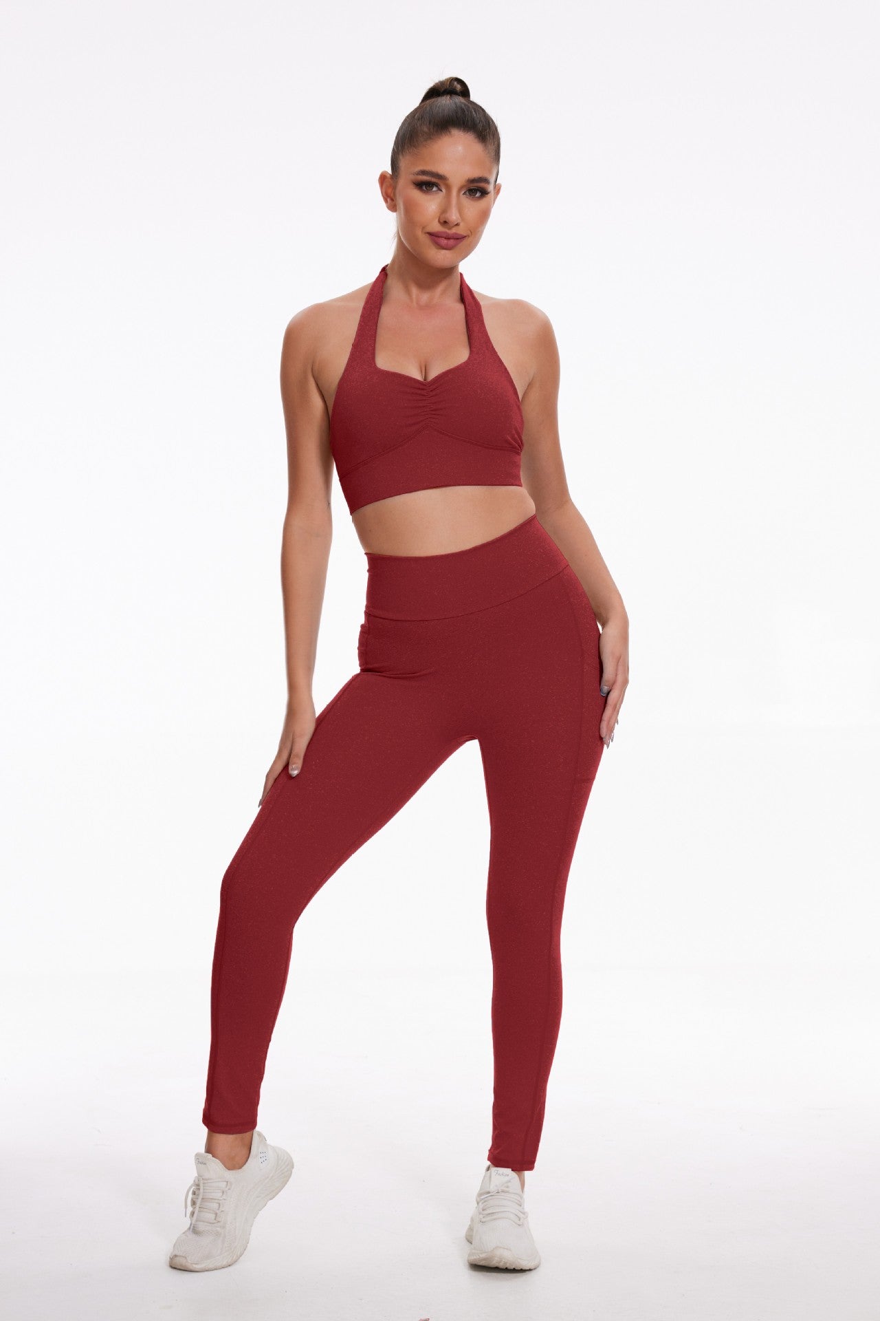 Costume de pantalon de fitness élastique pour course à pied