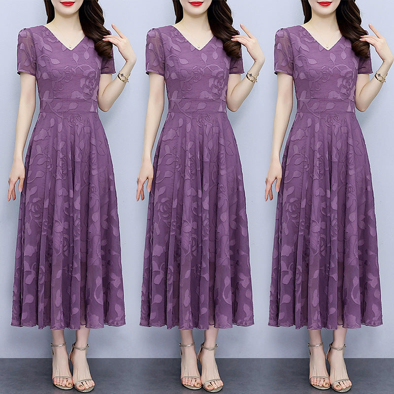 Chiffon Jacquard Dress Plus Size