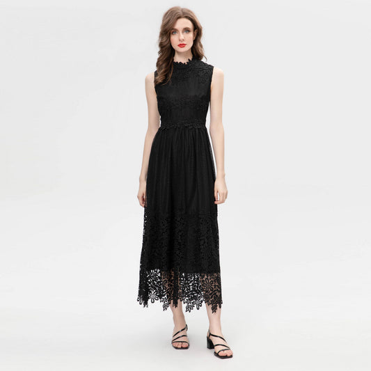 Water Soluble Stitching Lace Sleeveless Dress