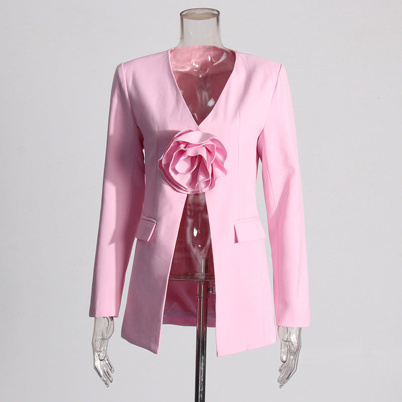 Women's Design Stitching Flower Suit Jacket