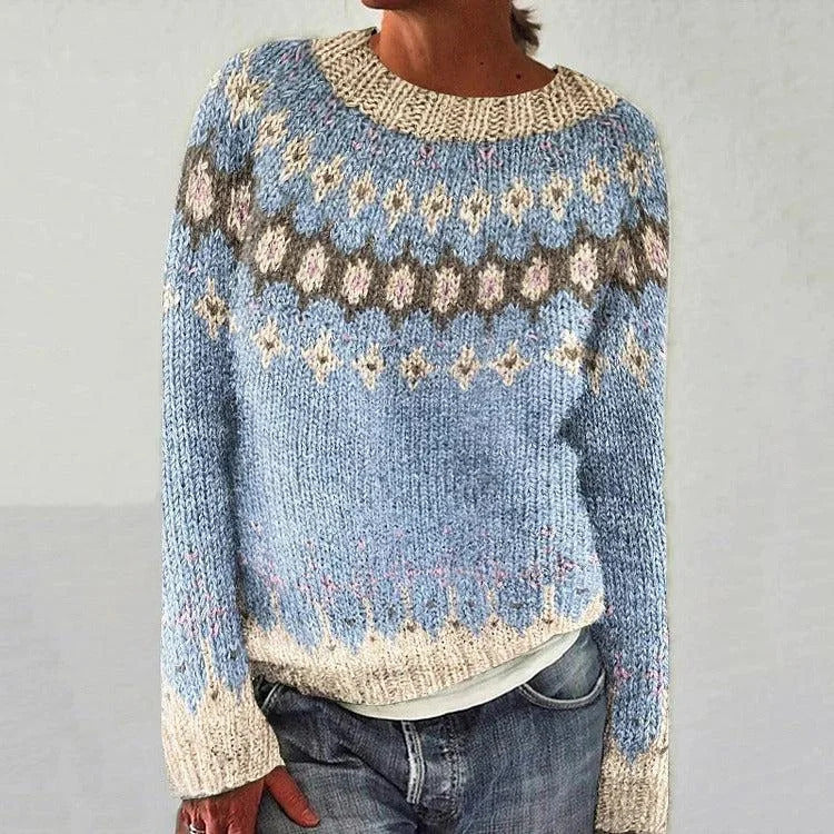 Pull doux à col rond imprimé 3D pour femmes