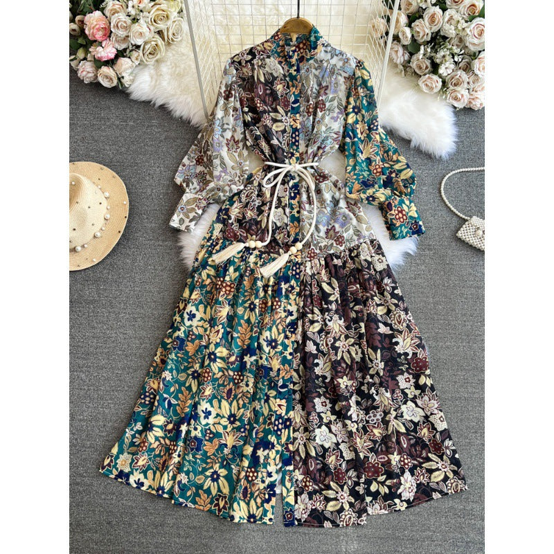 Robe formelle imprimée trapèze pour femme