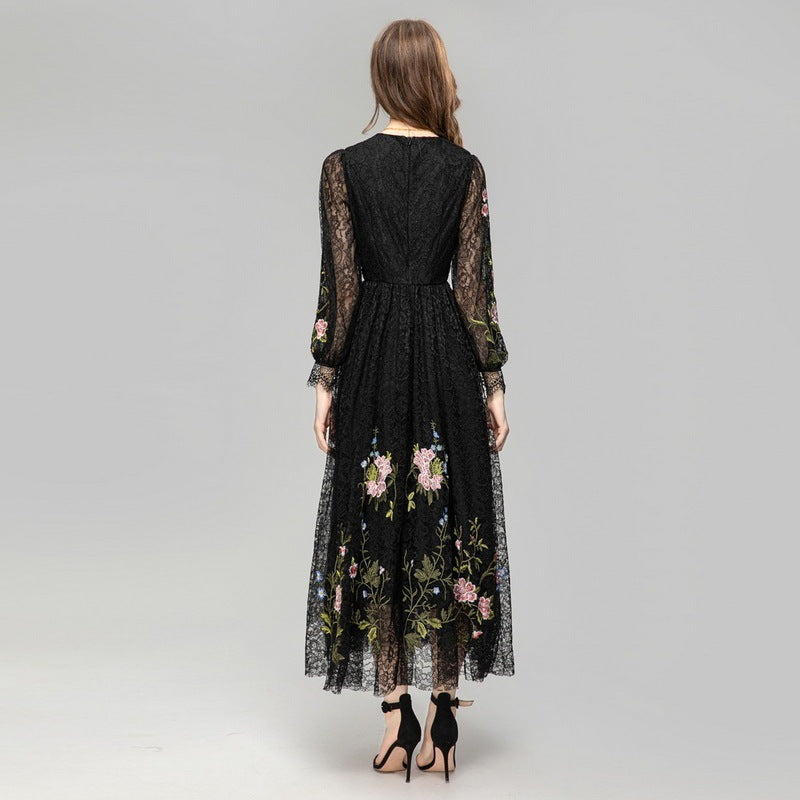 Flower Sequined Long Sleeve Dress Women