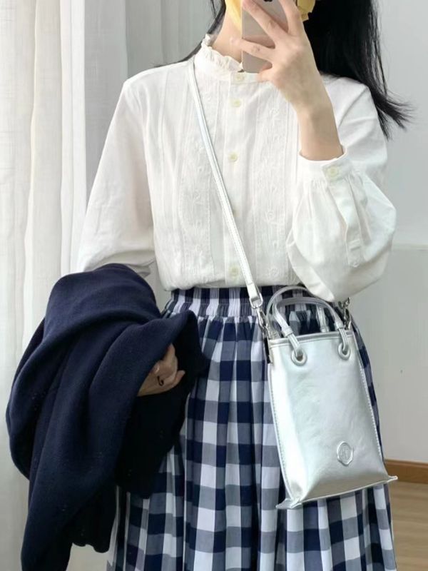 Women's Autumn Fashion Preppy Style Plaid Skirt Three-piece Set