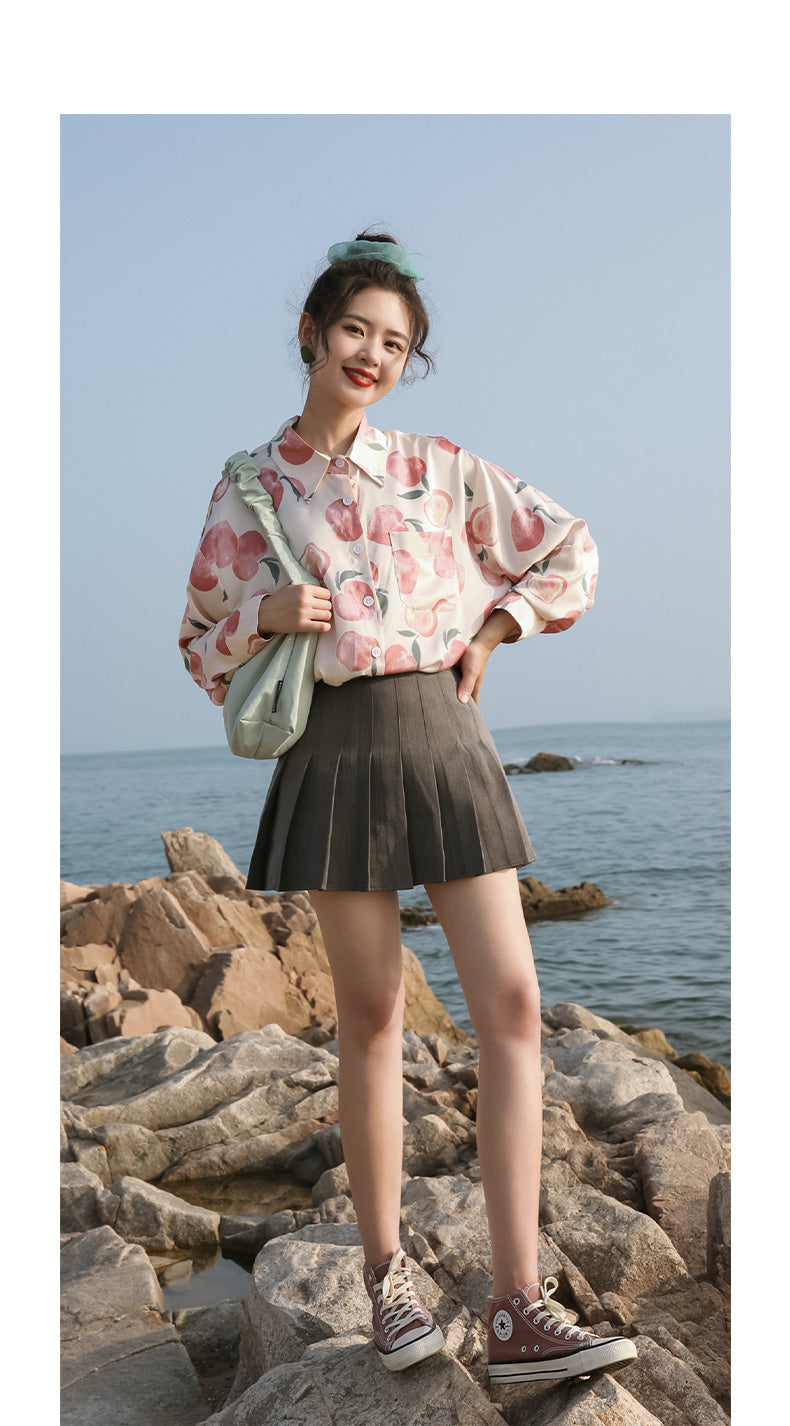 Chemise à fleurs en mousseline de soie à manches longues pour femmes, Style rétro de Hong Kong, printemps