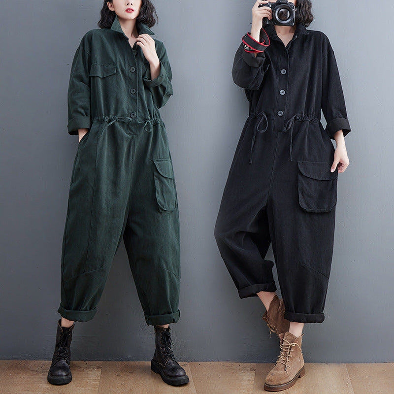 Women's Jumpsuit Retro Art And Versatile Plus Size Loose One-piece Trousers Autumn New Casual Pants