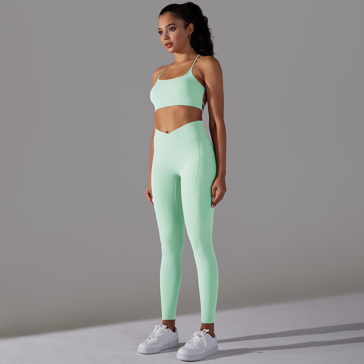 Beauty Back Sling Sports Bra High Waist Hip Lift Tights Suit