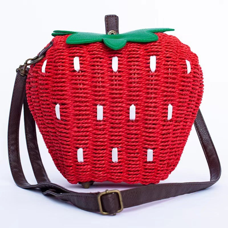 Sac tissé à la mode pour femme avec fraises